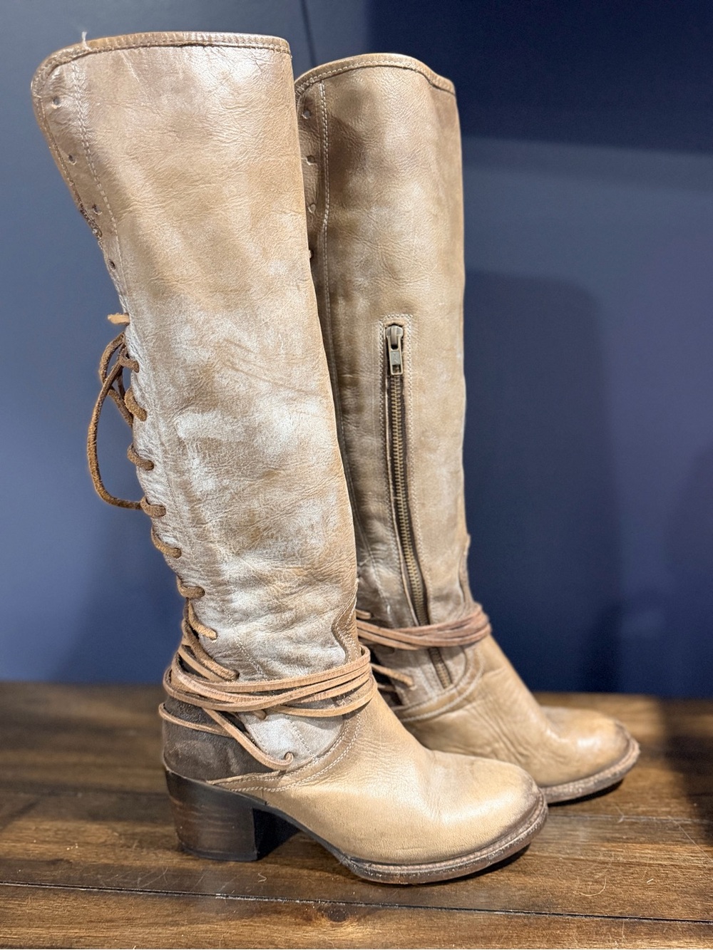 Freebird by Steven Coal Brown Suede Lace-Up Knee Boots